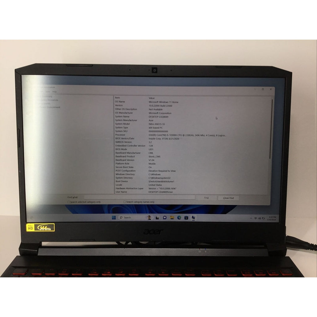 Acer Nitro 5 AN515-55-59KS 15.6'' (i5-10300H, 16GB RAM, 1650 Ti, 500GB SSD)