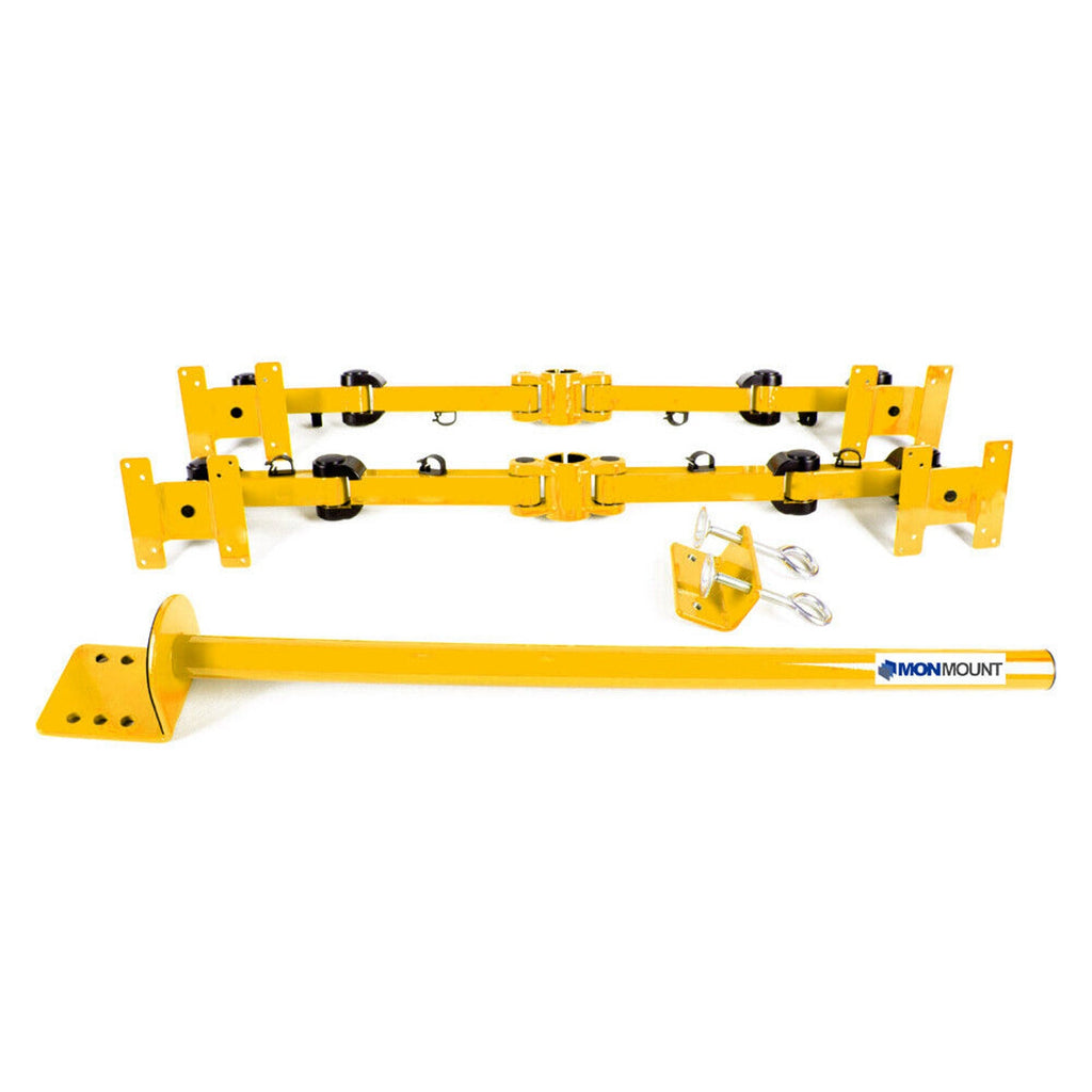 MonMount Yellow 4-Screen Heavy Duty Deluxe Quad LCD Desk Clamp Mount