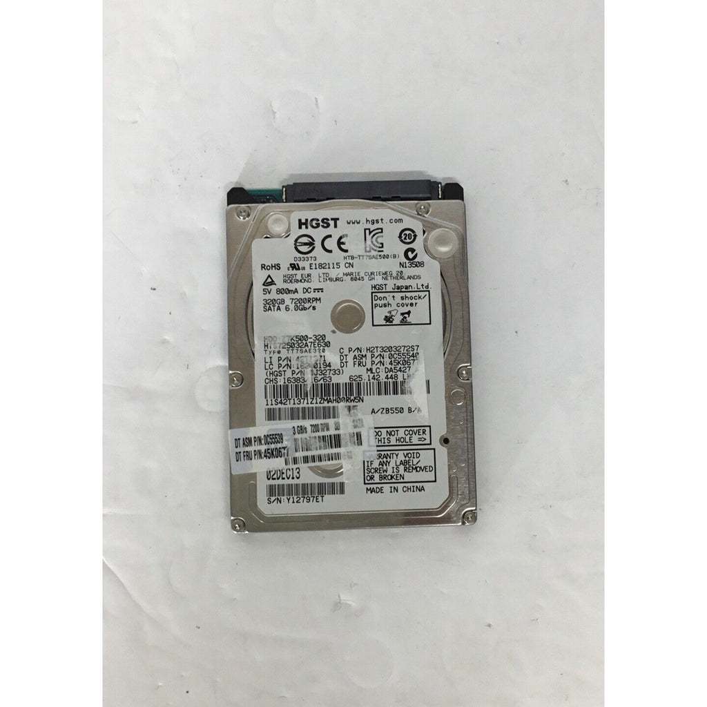HGST 320GB 7200RPM HTS725032A7E630 Laptop Hard Drive P/N: H2T3203272S7 0C55539