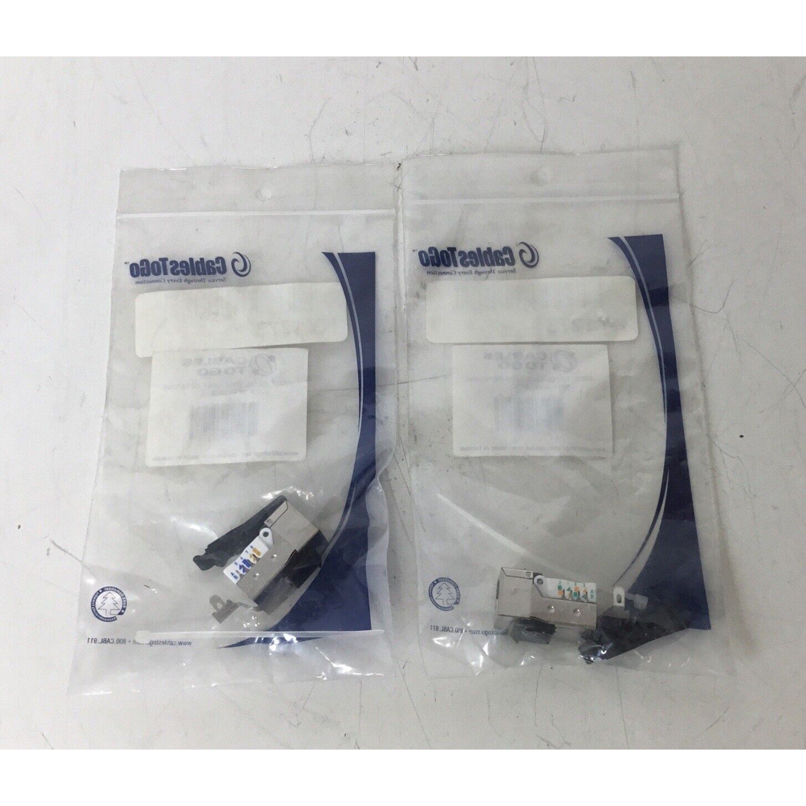 Lot of 2 - Cables To Go 35227 Silver Cat5E Half-Shielded Toolless Keystone Jack