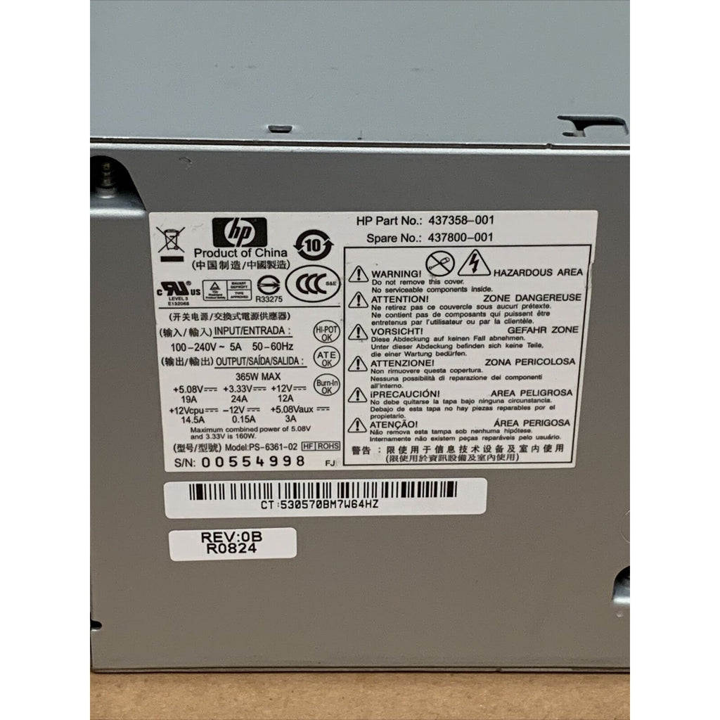 HP Compaq 365W POWER SUPPLY PC6015 437358-001 437800-001 for DC7800 TOWER