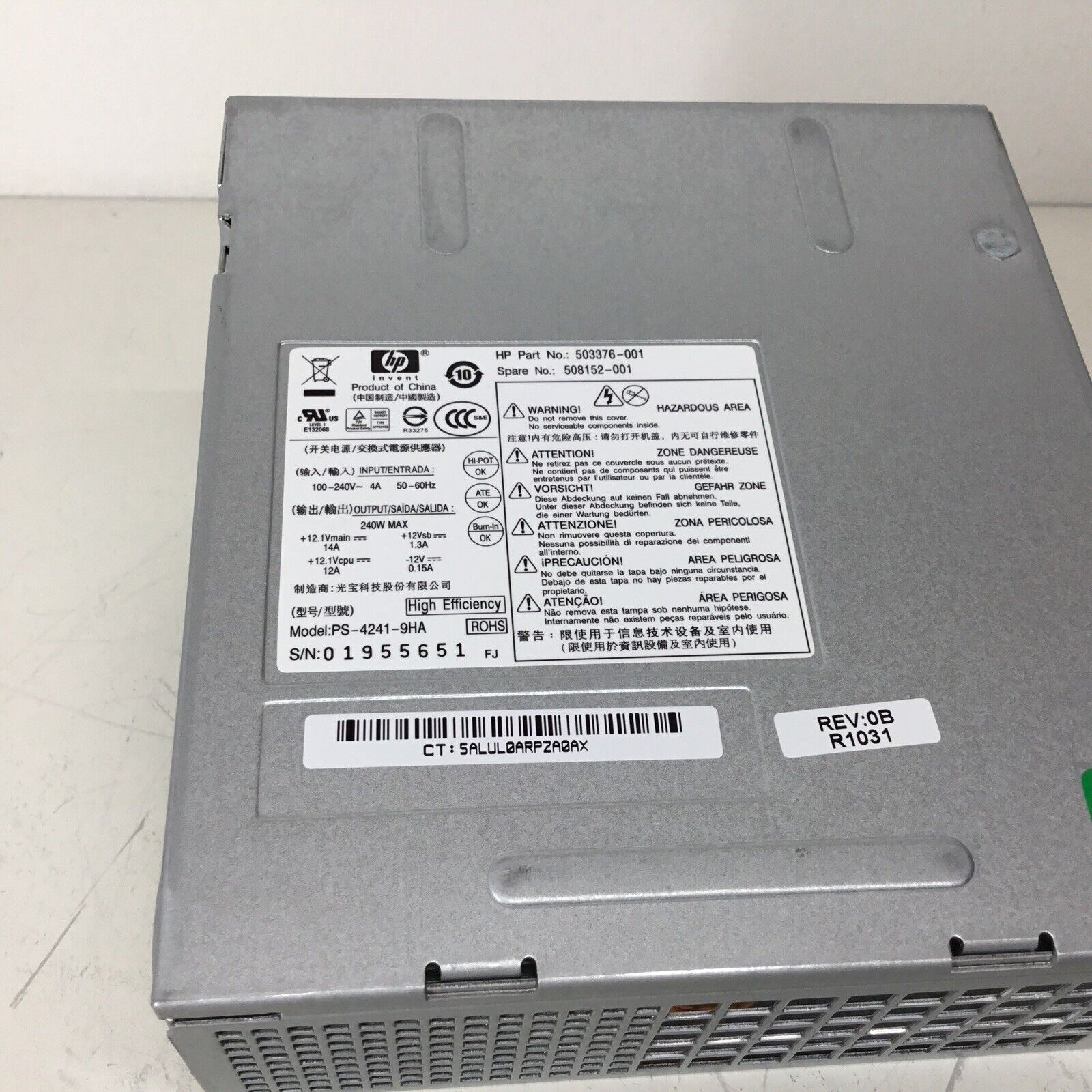 HP Power Supply 503376-001 508152-001 240W PS-4241-9HA