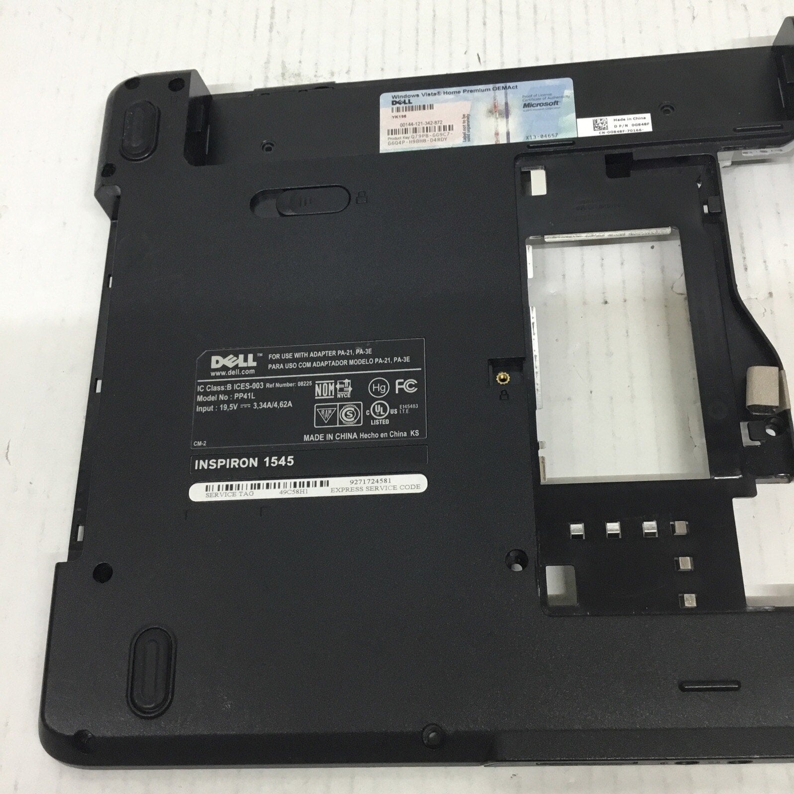 Dell Inspiron 1545 Laptop Bottom Case / Base Enclosure CN-0U499F