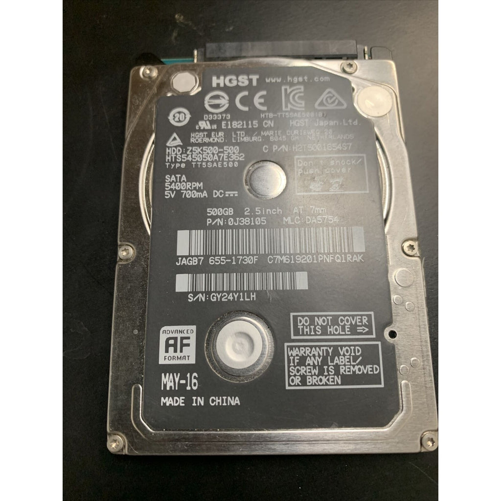 MacBook Pro A1278 HGST 500GB SATA 2.5" HDD Hard Drive HTS545050A7E362 655-1730F