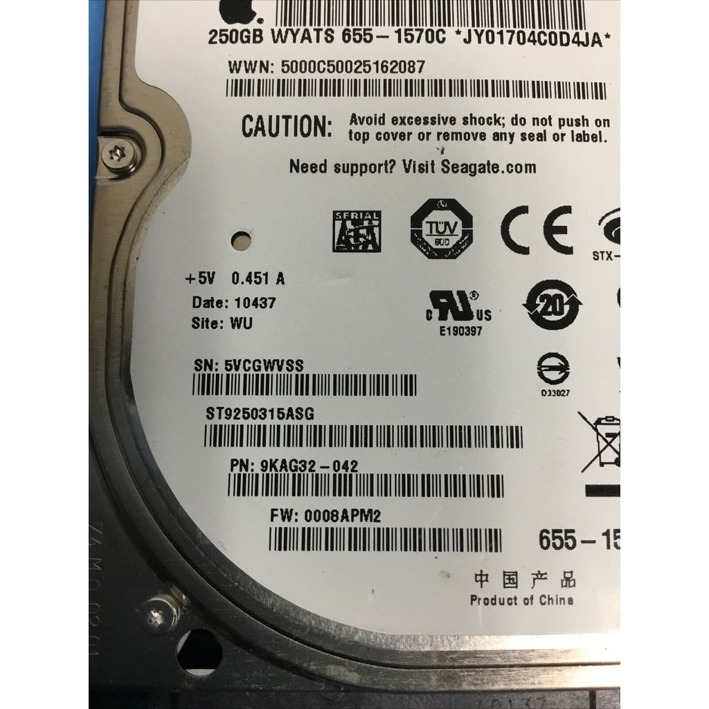 LOT: 2x ST9250315ASG 250GB Sata Hard Drive P/N: 9KAG32-042 5VC WU F/W: 0008APM2