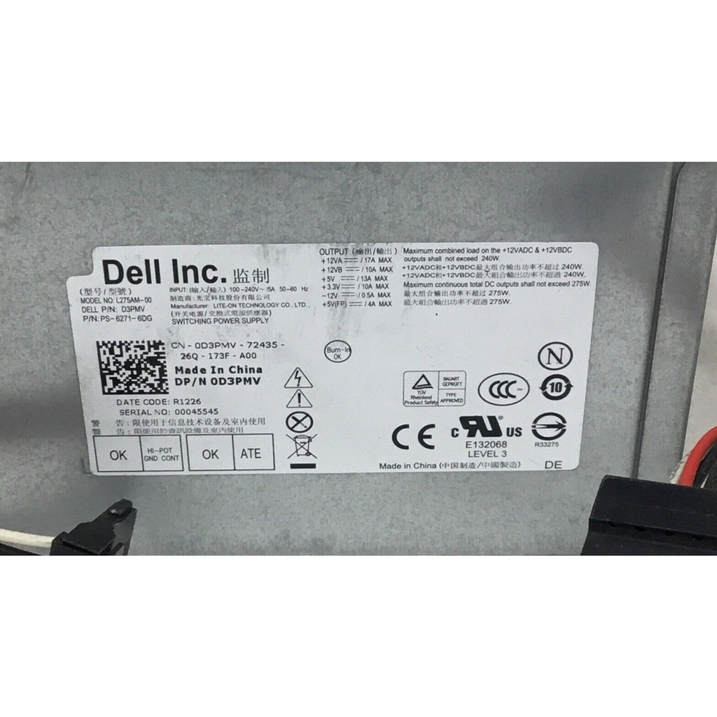 Dell Power Supply L275AM-00/ D3PMV /0D3PMV/ 275W