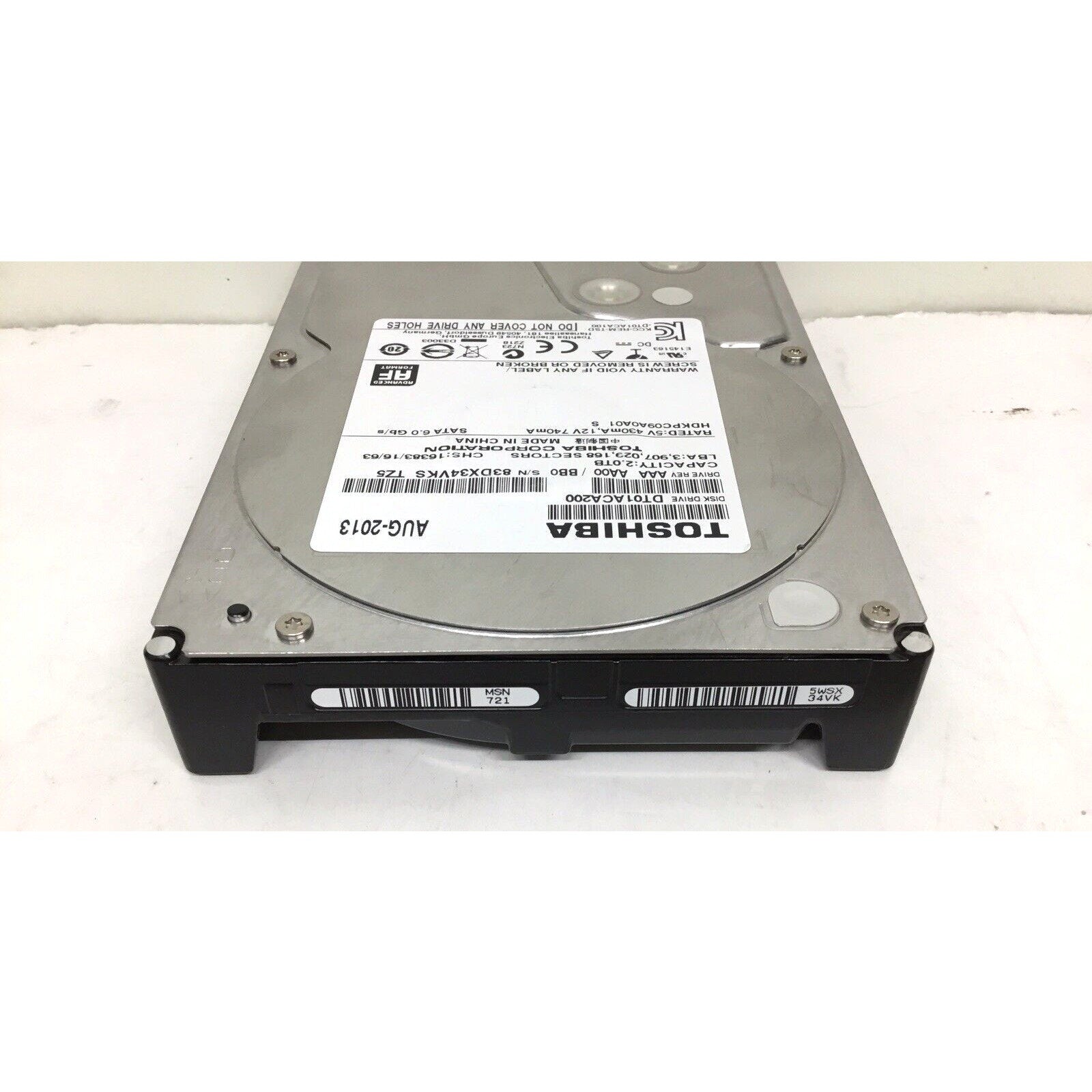 Toshiba 2TB HDD 7200RPM 64MB Cache SATA III 6.0Gb/s 3.5" Hard Drive DT01ACA200