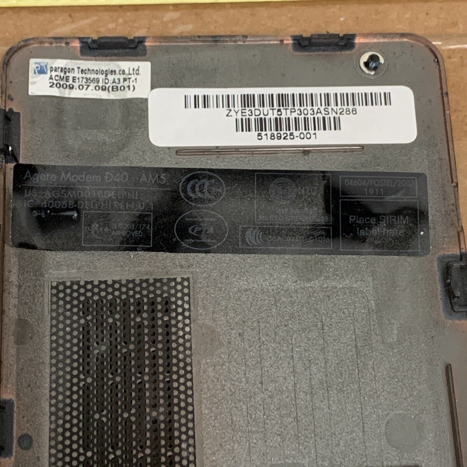 Back Cover For HP Pavilion DV7: HDD Back Cover Model: 518925-001