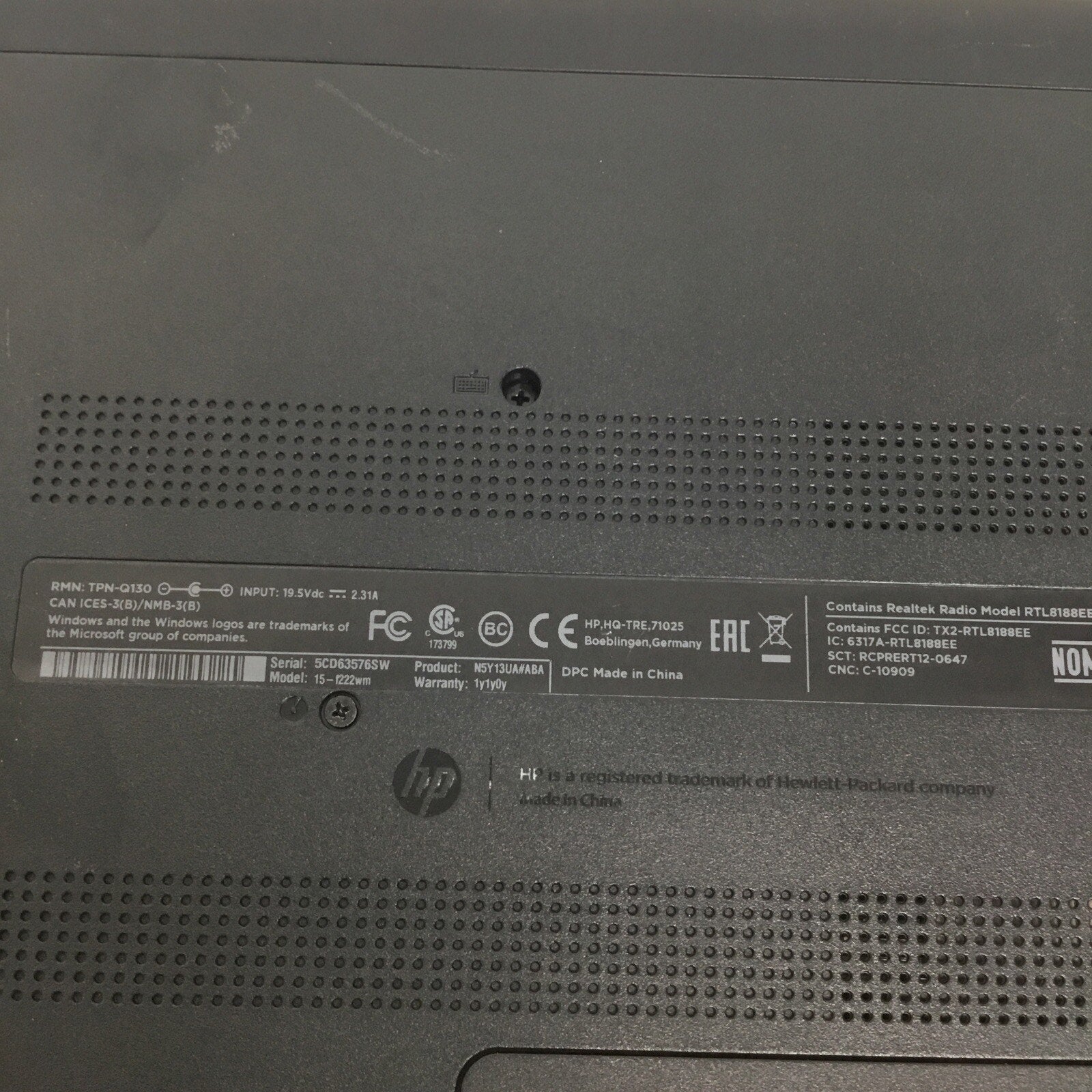 HP 15-F222WM Windows 10 Home 15.6 Inch Intel Pentium N3710 4GB DDR3 Touchscreen