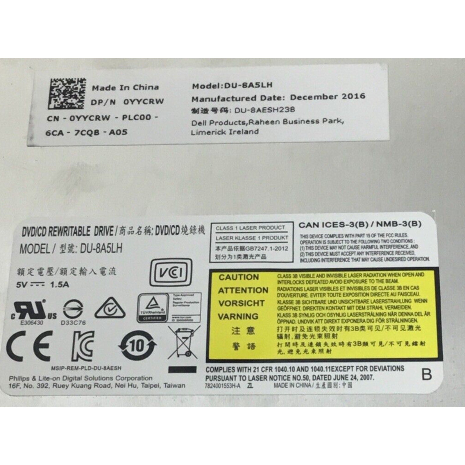 Dell DVD Drive DU-8A5LH CN-0YYCRW-73639-65Q-6EYU-A03