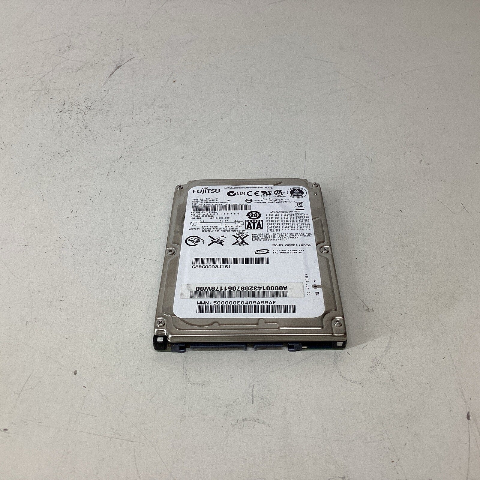 Fujitsu MHW2160BH 160GB Sata 5400 RPM Hard Drive CAO6820-B338000T