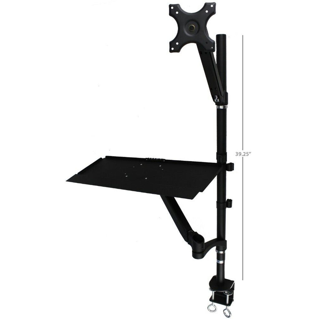 Sit Stand Computer Desk Workstation w/ Keyboard Tray Adjustable Mount Black