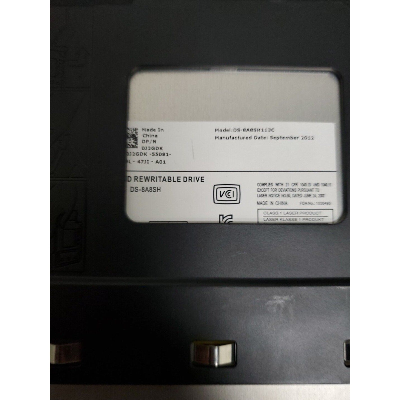 Dell DS-8A8SH113C CD DVD RW Writer Rewritable Drive J2GDK DS-8A8SH With Caddy