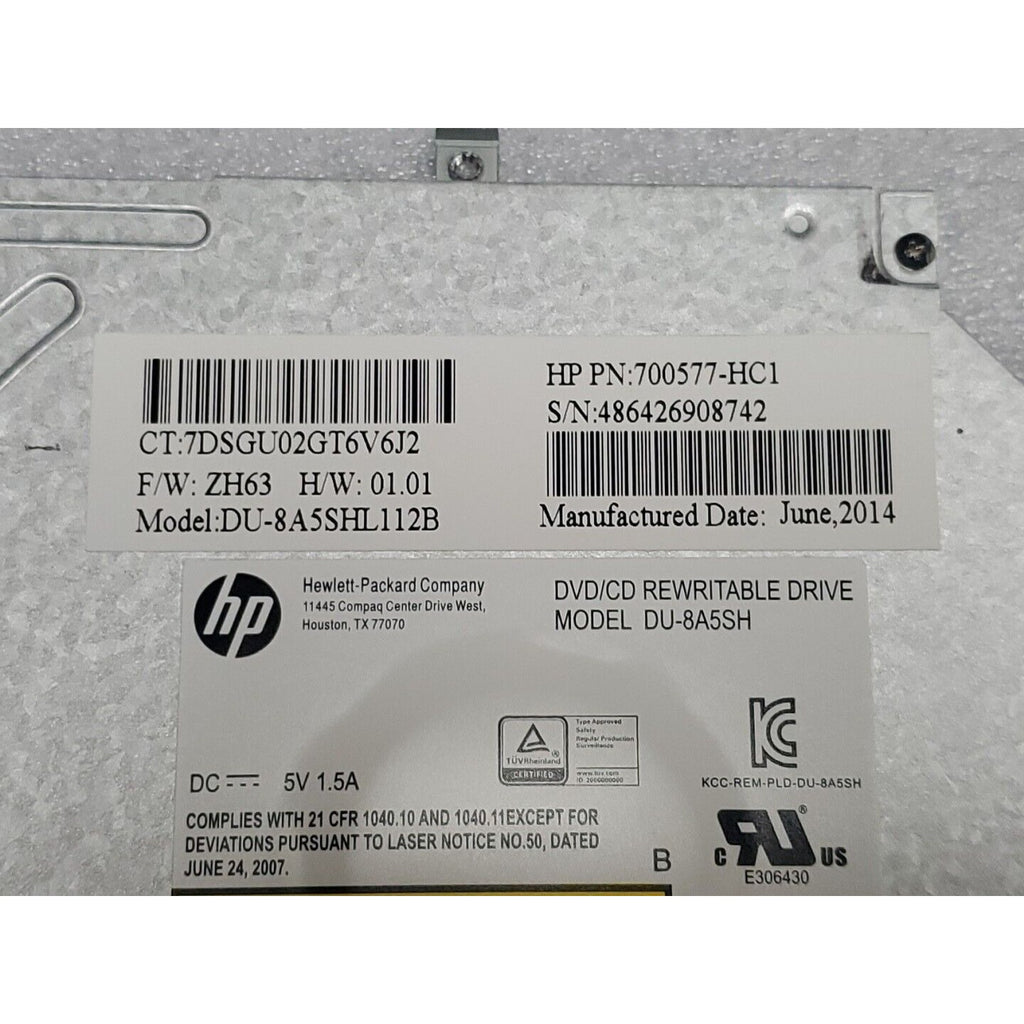 HP DVD/CD REWRITABLE DRIVE DU-8A5SH 700577-HC1 486426908742 DU-8A5SHL112B