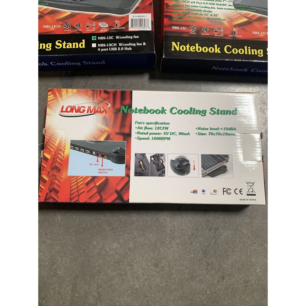 3-pack of Long Max USB or Battery Powered Laptop Cooling Pad (Black)