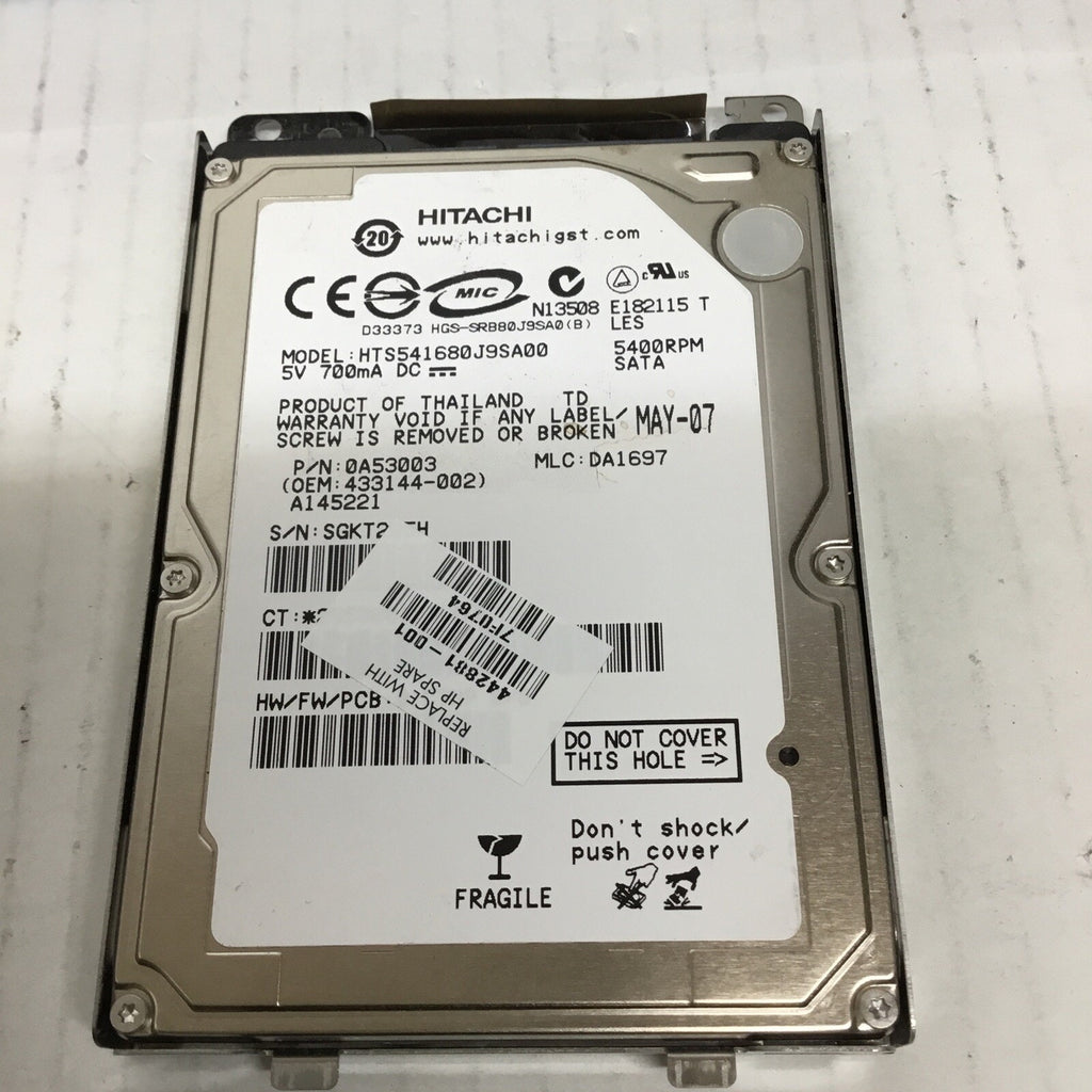 HITACHI 80 GB 5400 RPM SATA 2.5" (HTS541680J9SA00) Internal HDD W/ Caddy