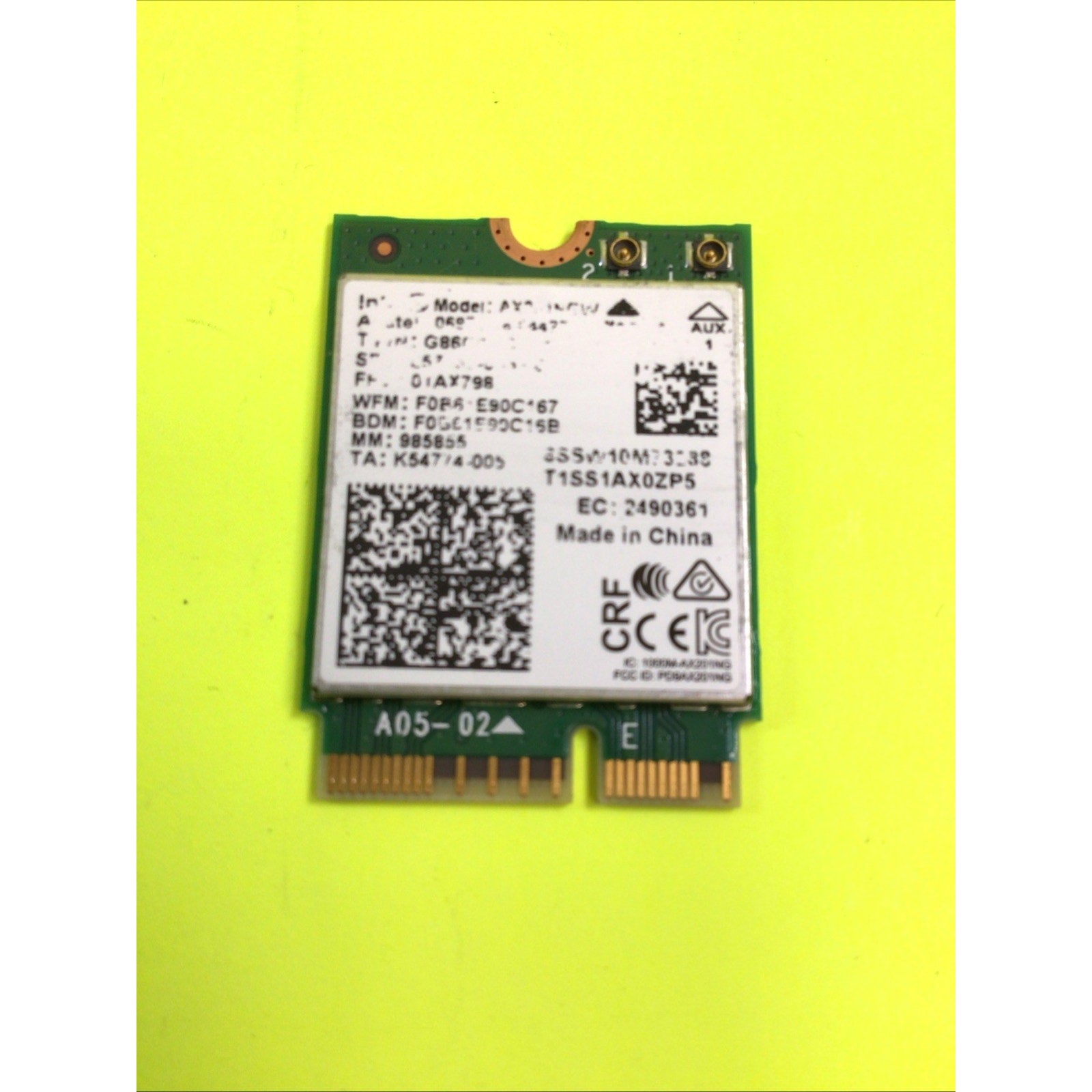 Intel AX201NGW WiFi 6 Dual Band Network Interface Card