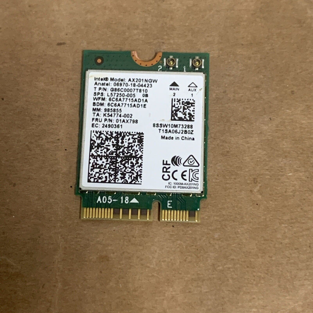 Intel AX201 802.11ac 2.4Gbps WiFi Bluetooth 5.2 AX201NGW.NV 01AX798