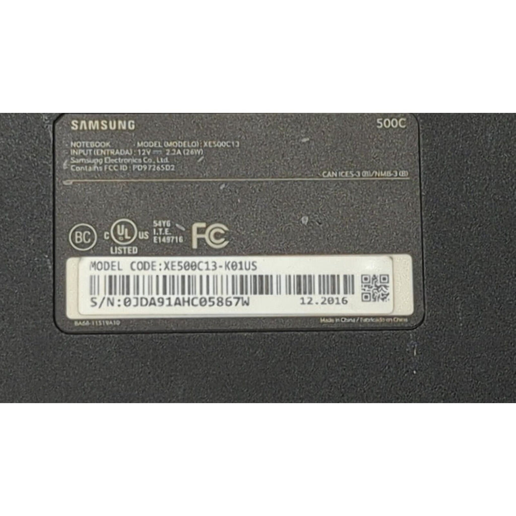 NO CHARGER - Samsung Chromebook 3 11.6'' - N3050, 2GB RAM, 16GB (XE500C13-K01US)