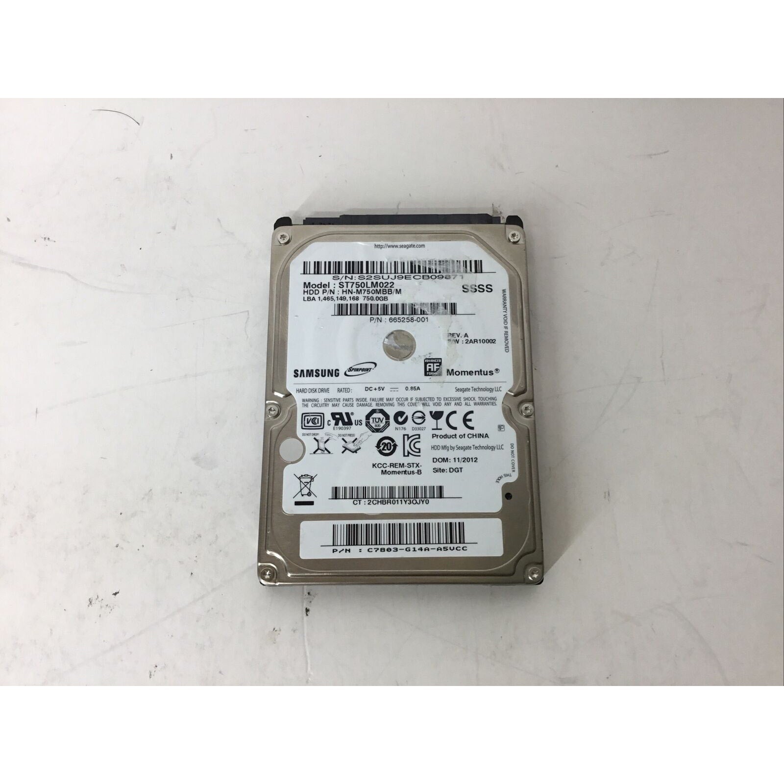 Samsung SpinPoint ST750LM022 750GB 2.5" Hard Drive HN-M750MBB/M 665258-001