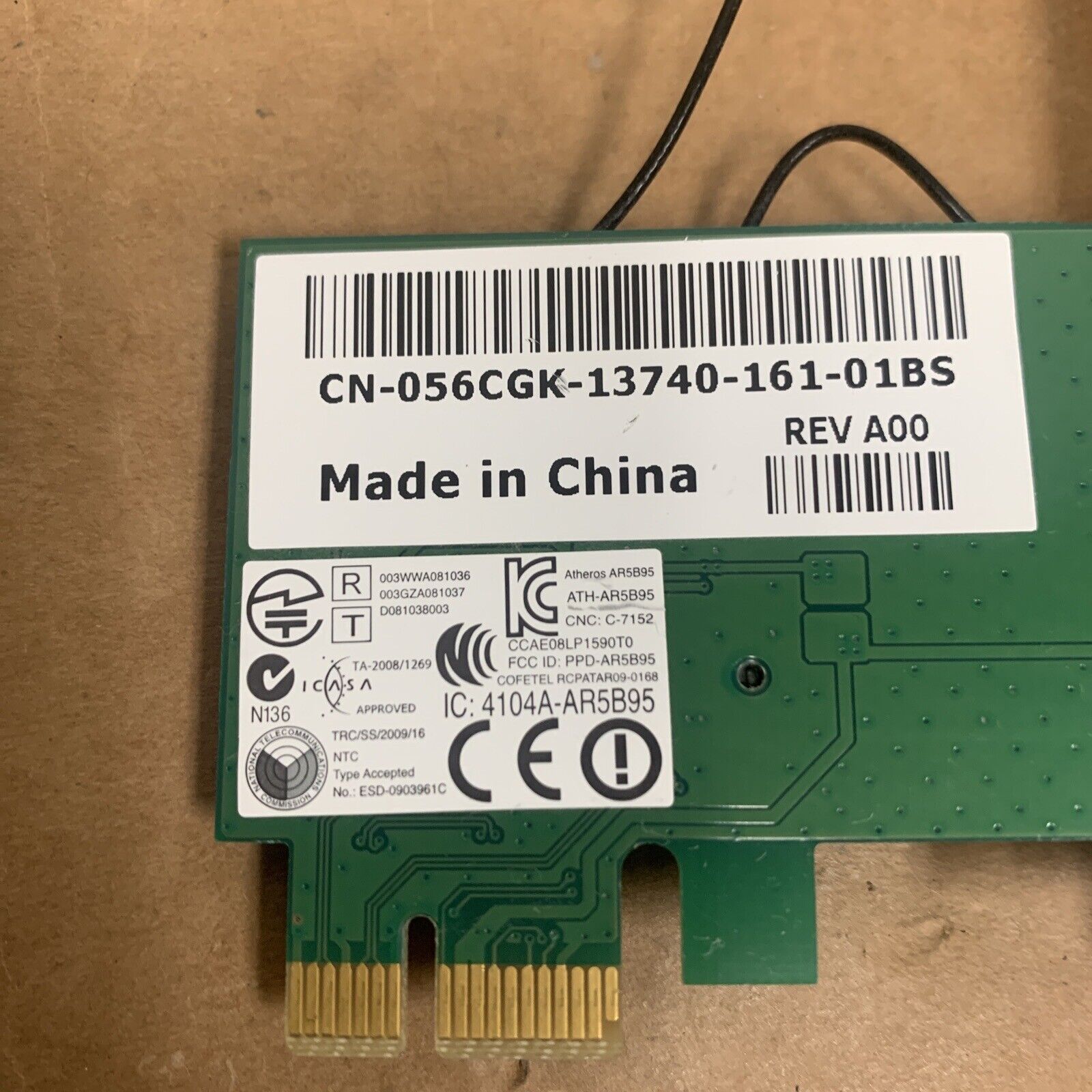 Dell WLAN Wireless Network Card Adapter PCIe CN-056CGK 56CGK - No Antenna