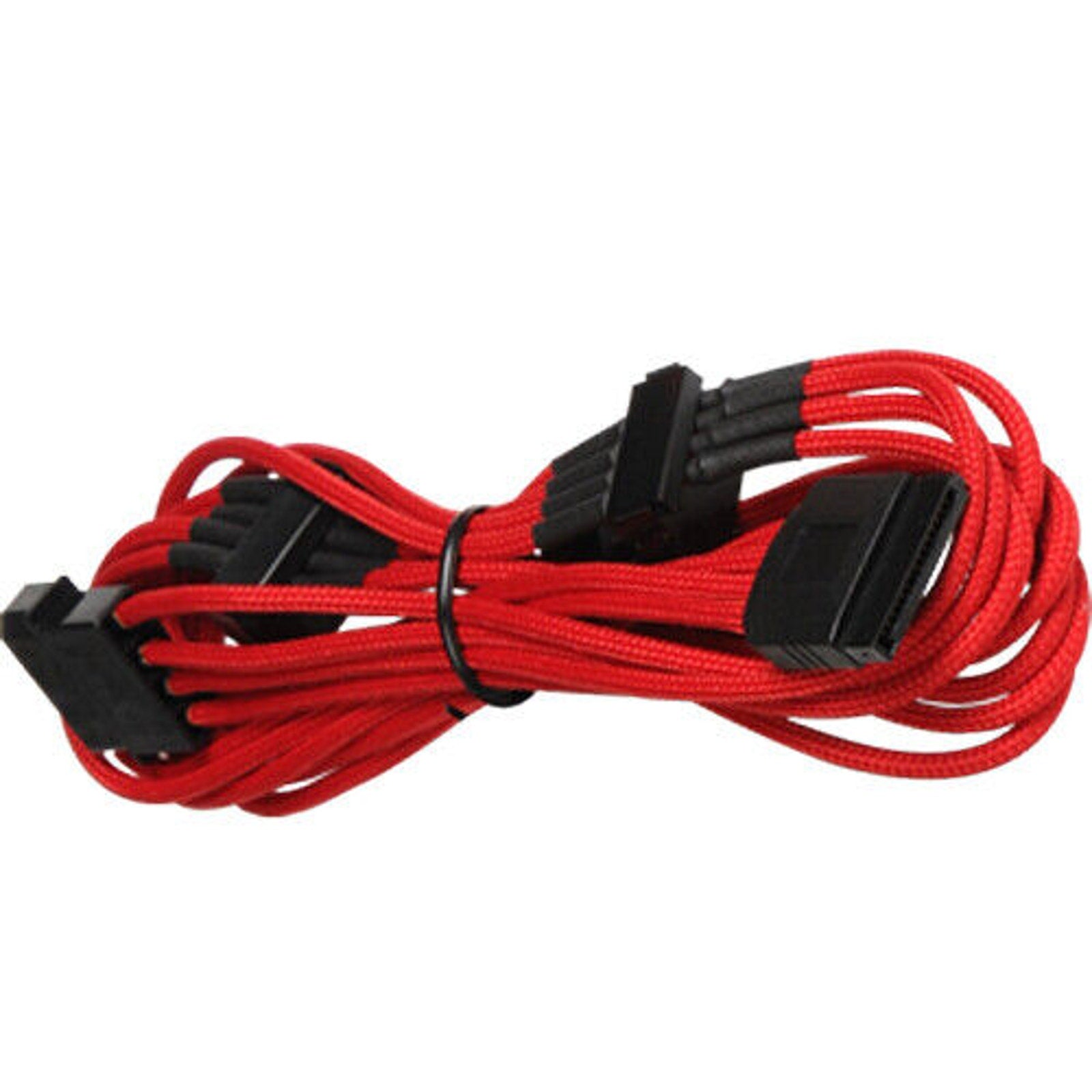 4-Pin LP4 to 5x SATA PC Power Adapter Cable - Braided - Red