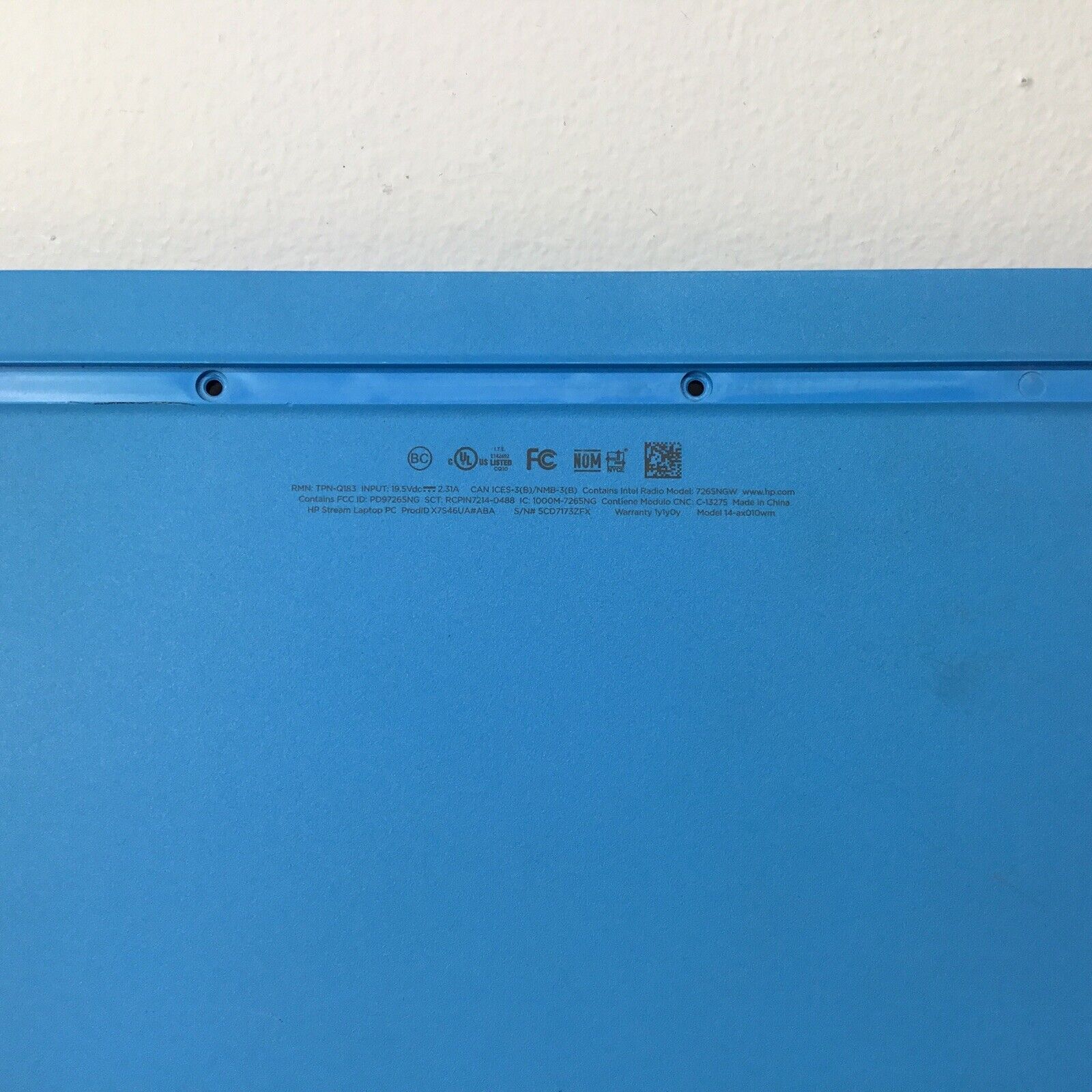HP Stream 14-AX010WM TPN-Q183 Bottom Cover Case Enclosure Blue