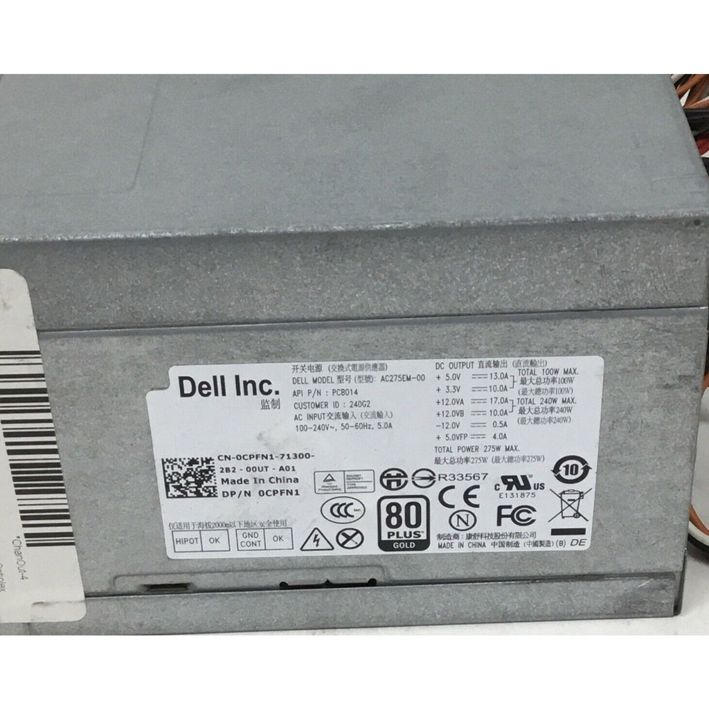 Dell OptiPlex 3010 7010 9010 275W Power Supply Model AC275EM-00 CPFN1 0CPFN1