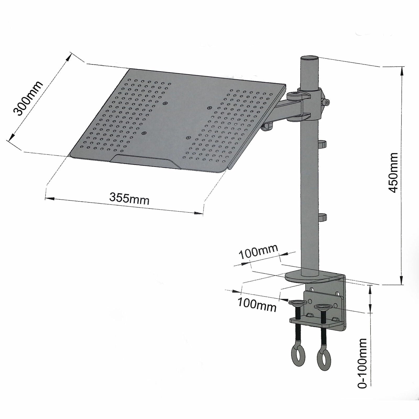 Monmount Laptop Tray Desk Mount - Notebooks to 17" - Adjustable - 22lbs Capacity