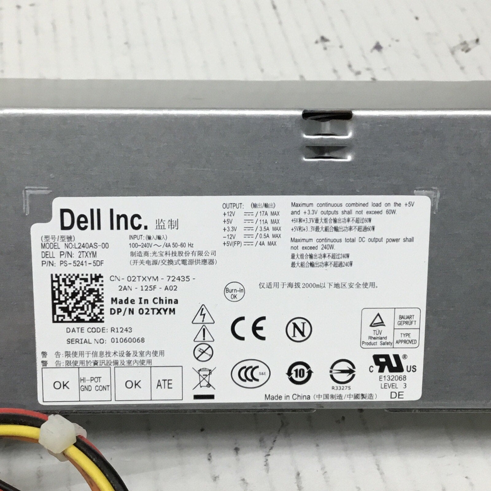 DELL OPTIPLEX 990 3010 7010 9010 SFF 240W POWER SUPPLY H240AS-01 DP/N 0PH3C2