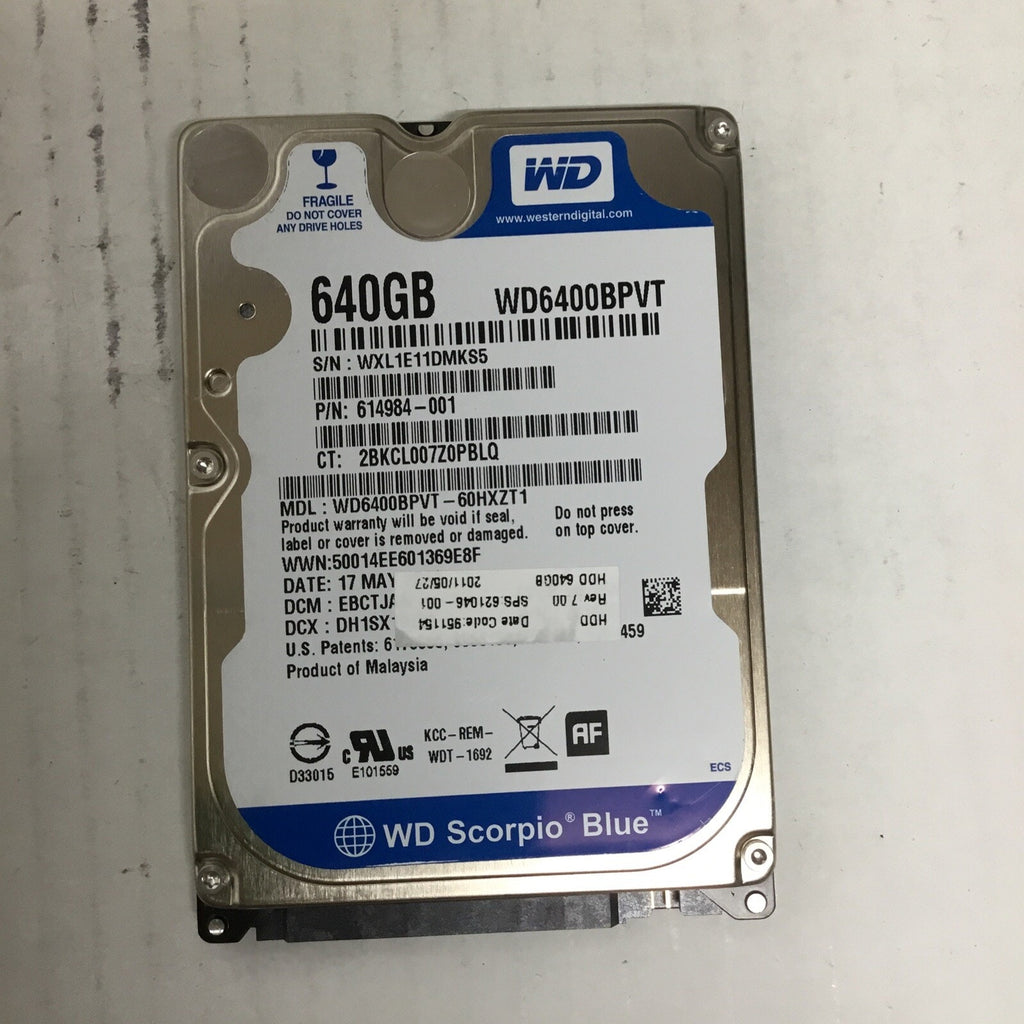 Western Digital 640GB WD6400BPVT-75HXZT1 5400RPM 2.5" SATA Laptop Hard Drive