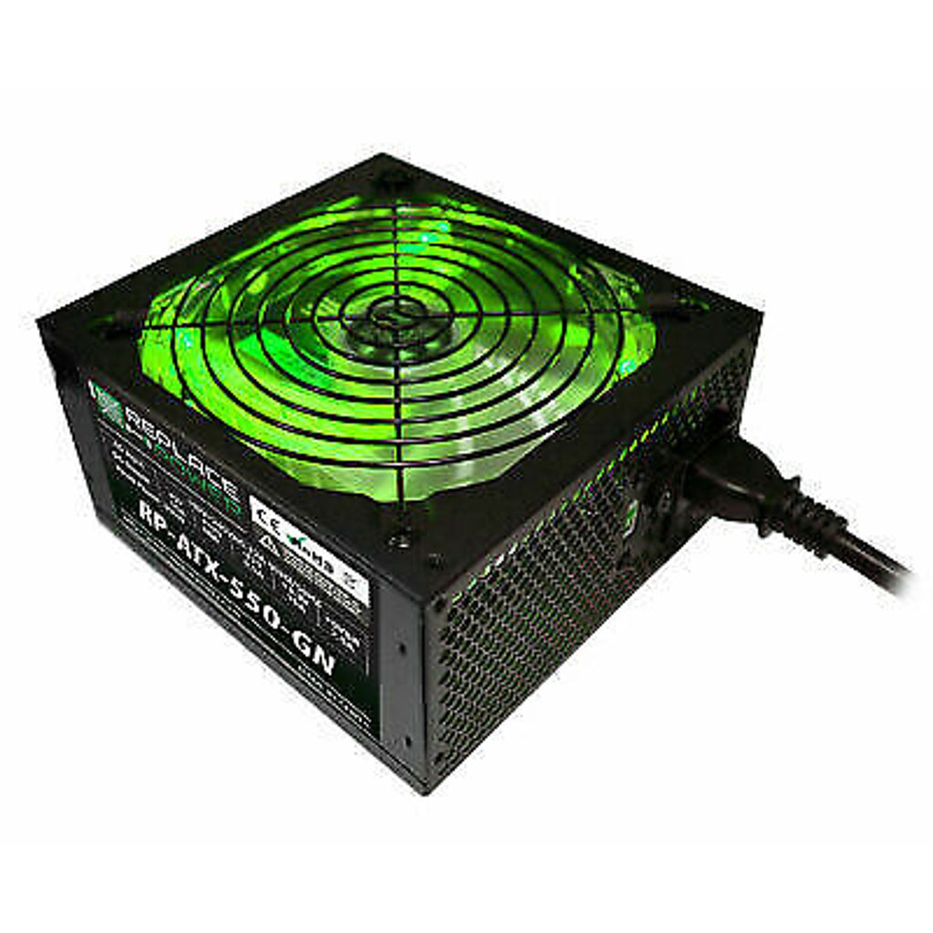 Replace Power 550W ATX Gamer Power Supply Green LED SATA 12V PCI-E