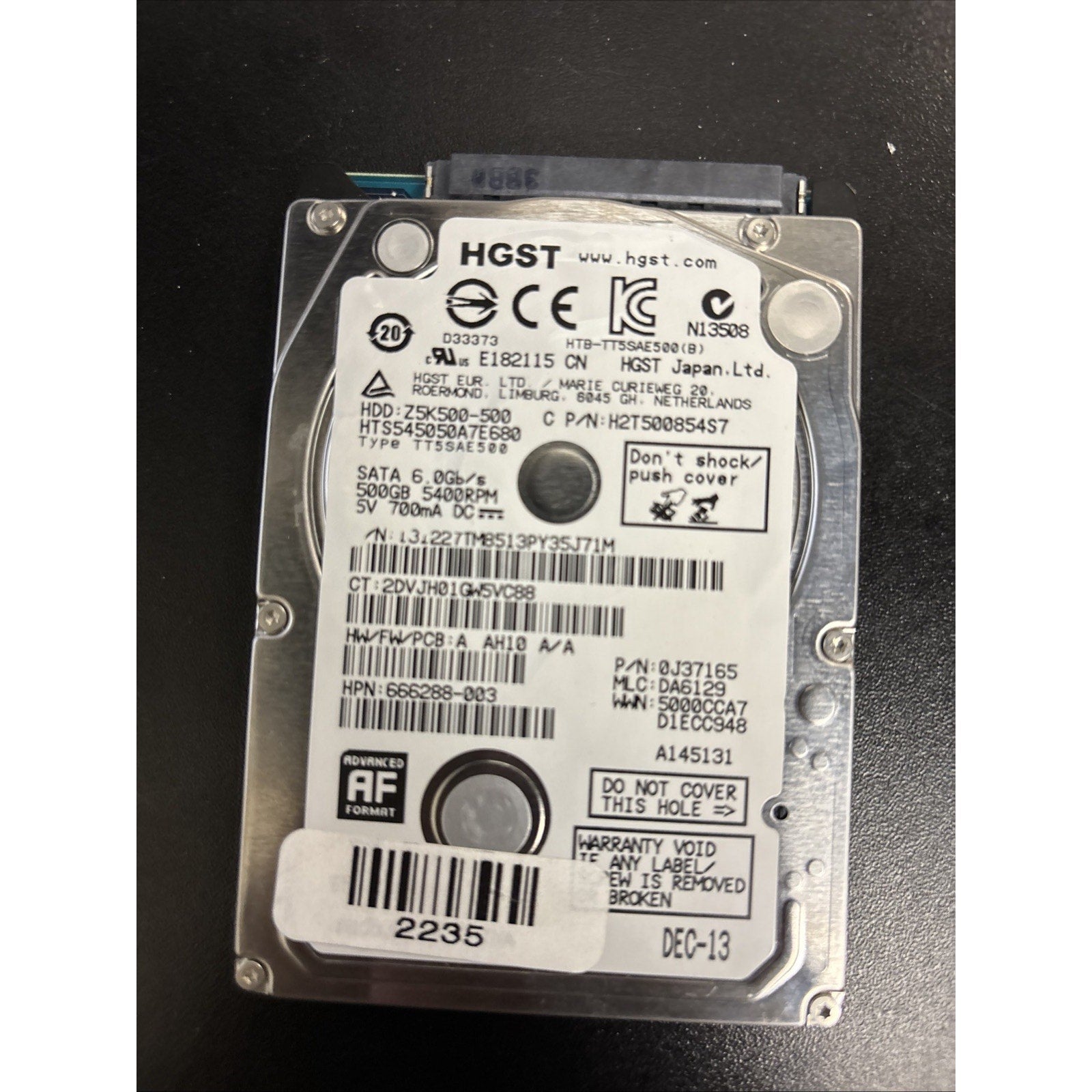 HGST H2T500854S7 500GB SATA HDD HARD DRIVE Z5K500-500 0J37165 HTS545050A7E680