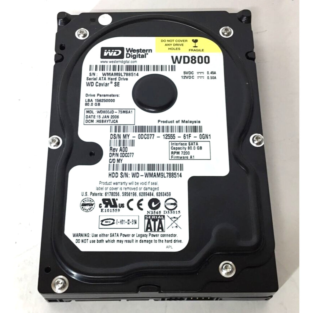 Western Digital WD Caviar SE SATA Dell DC077 7200RPM 80 GB Hard Drive WD800JD