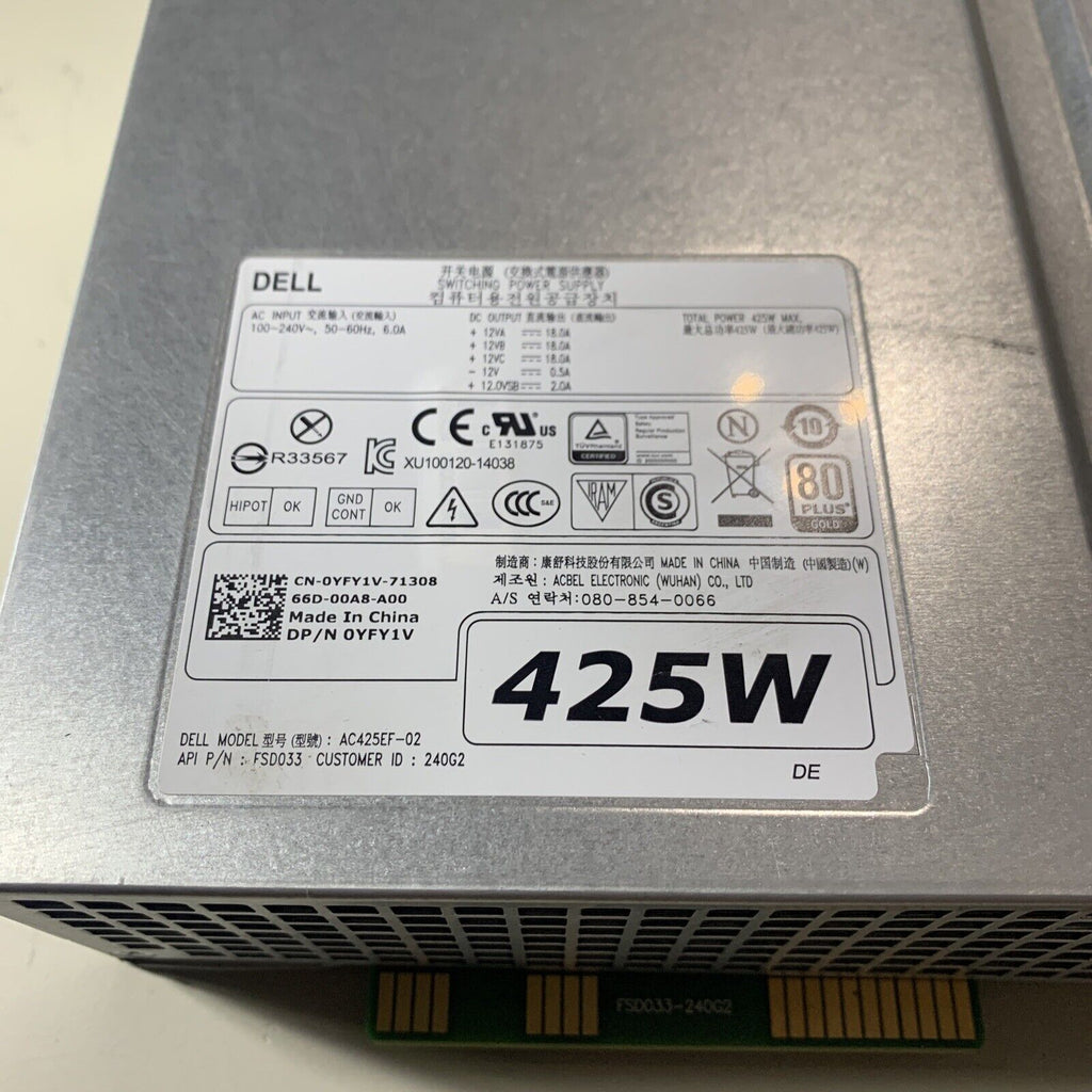 Dell AC425EF-02 Switching Power Supply 425W for Precision T5810 T7810 0YFY1V