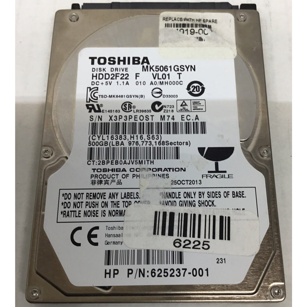 625237-001 HP 500GB 2.5IN SATA300 7200RPM HDD