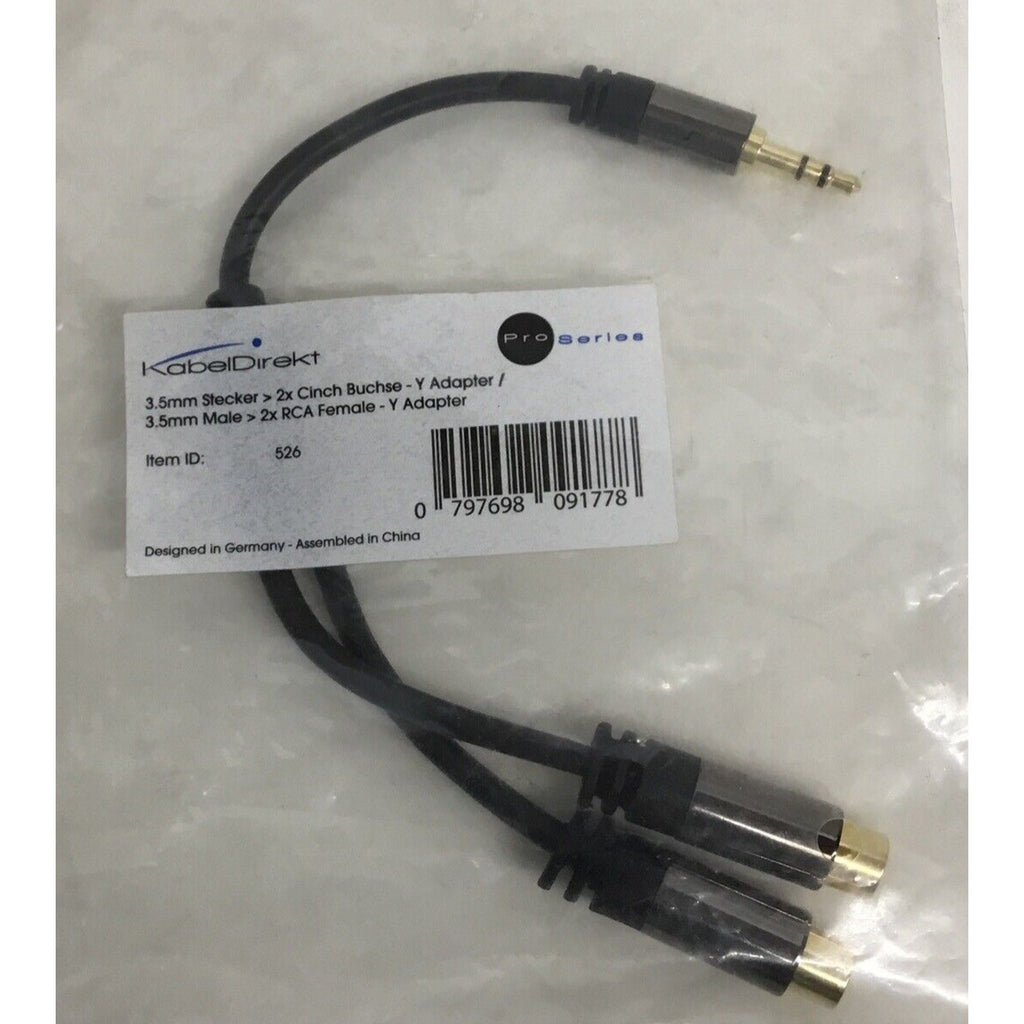 KabelDirekt Y Adapter 1x 3.5mm Male & 2x RCA Female ProSeries
