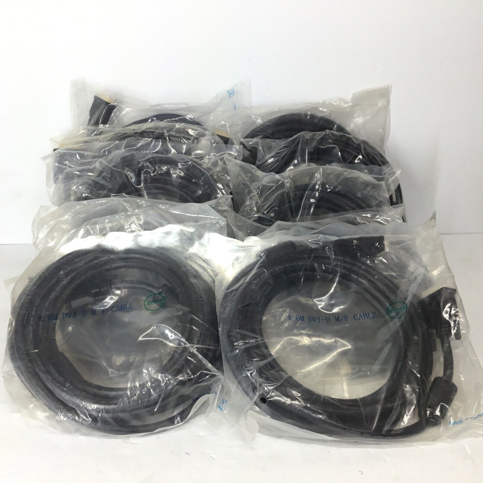 LOT OF 10 - 15ft Male DVI to Female DVI Extension Cables w/ Ferrites