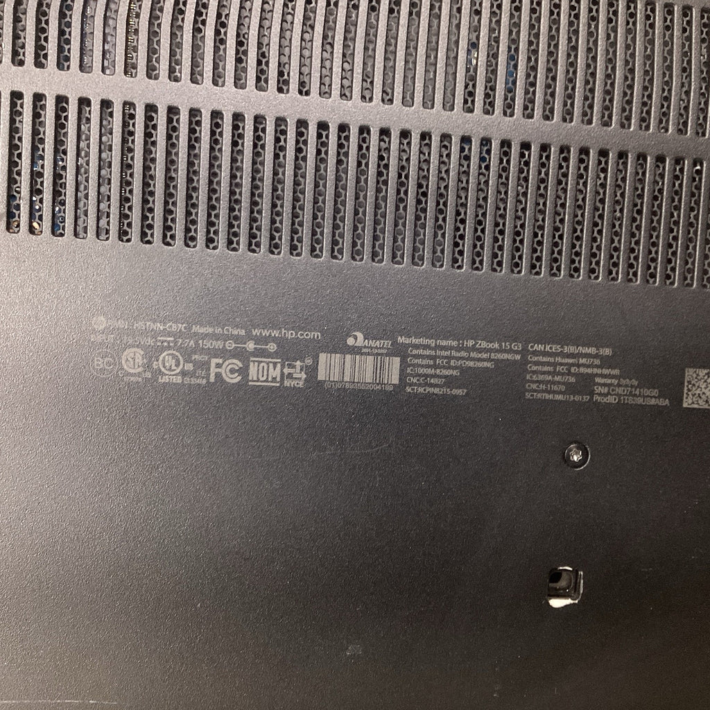 HP ZBook Studio G3 15" Intel Xeon No RAM, HDD No Power - For Parts