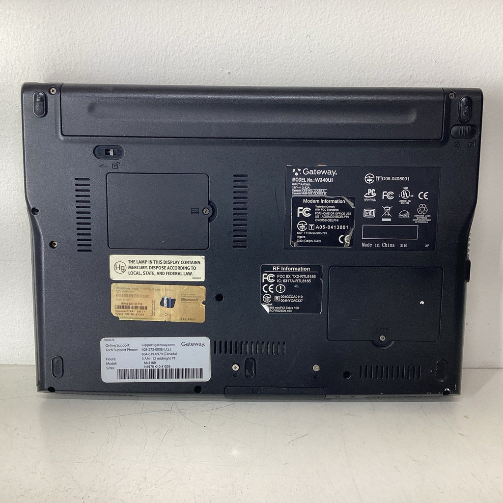 Gateway W340UI 14" Laptop Intel Celeron M 512MB RAM 80GB HDD - For Parts