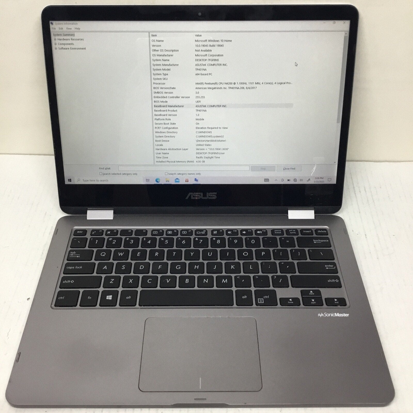ASUS VivoBook Flip 14 2-in-1 Intel Pentium N4200 4GB RAM 64GB SSD 16" FHD W10
