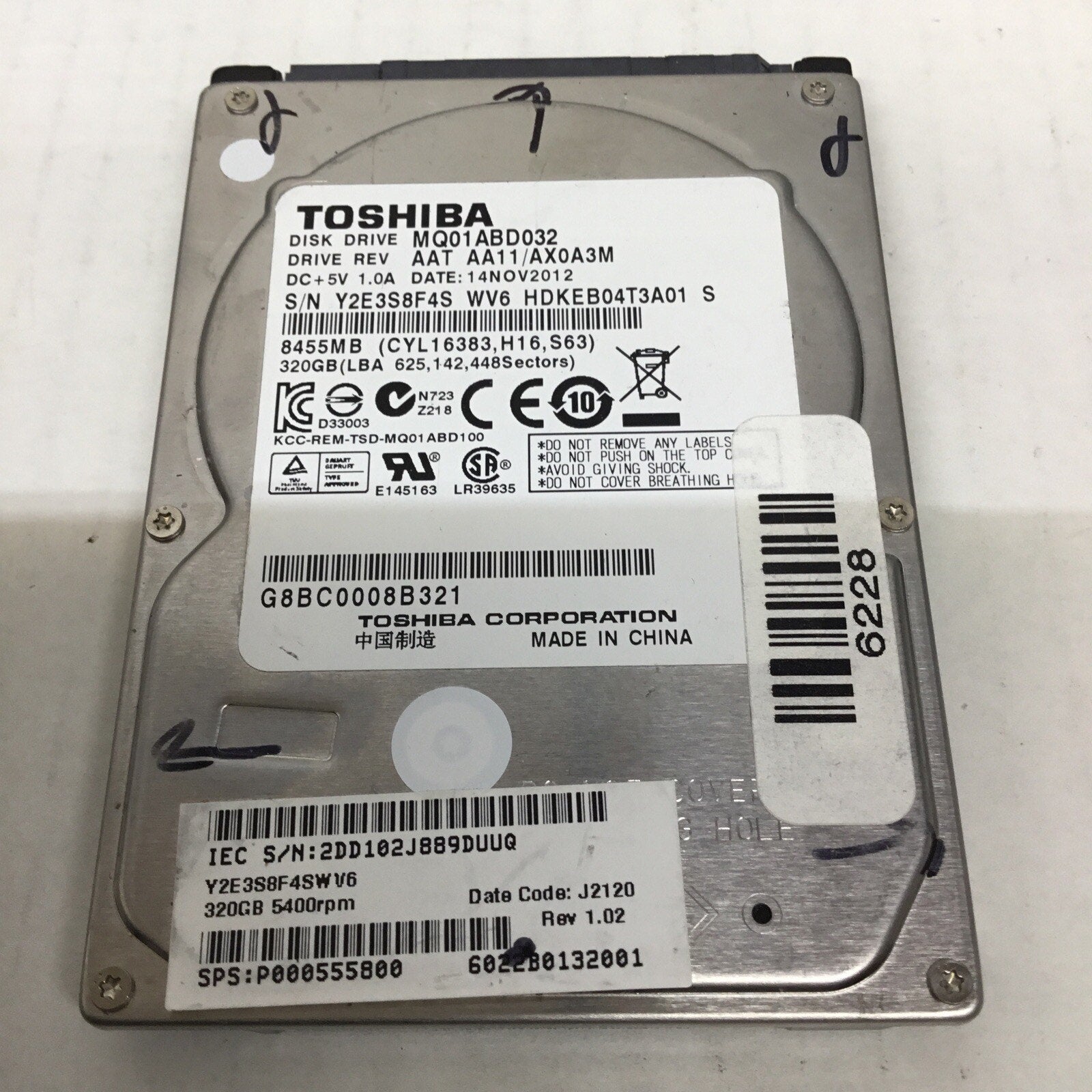 Toshiba MQ01ABD032 320GB Laptop Hard Drive SATA HDD SATA 2.5"