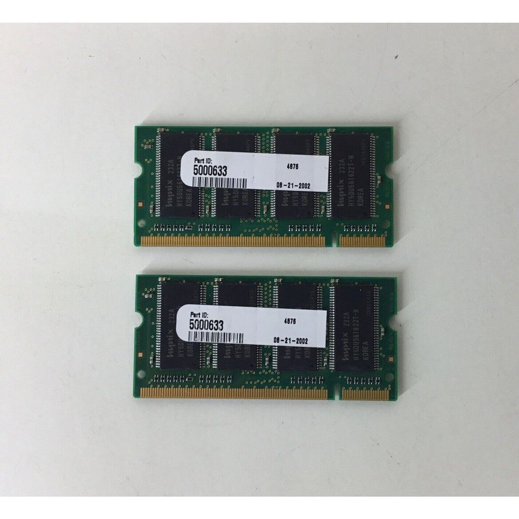 Lot of 2 - Hynix HYMD232M6466-H PC2100S-25330 SO-DIMM Memory 256MB DDR 266MHz