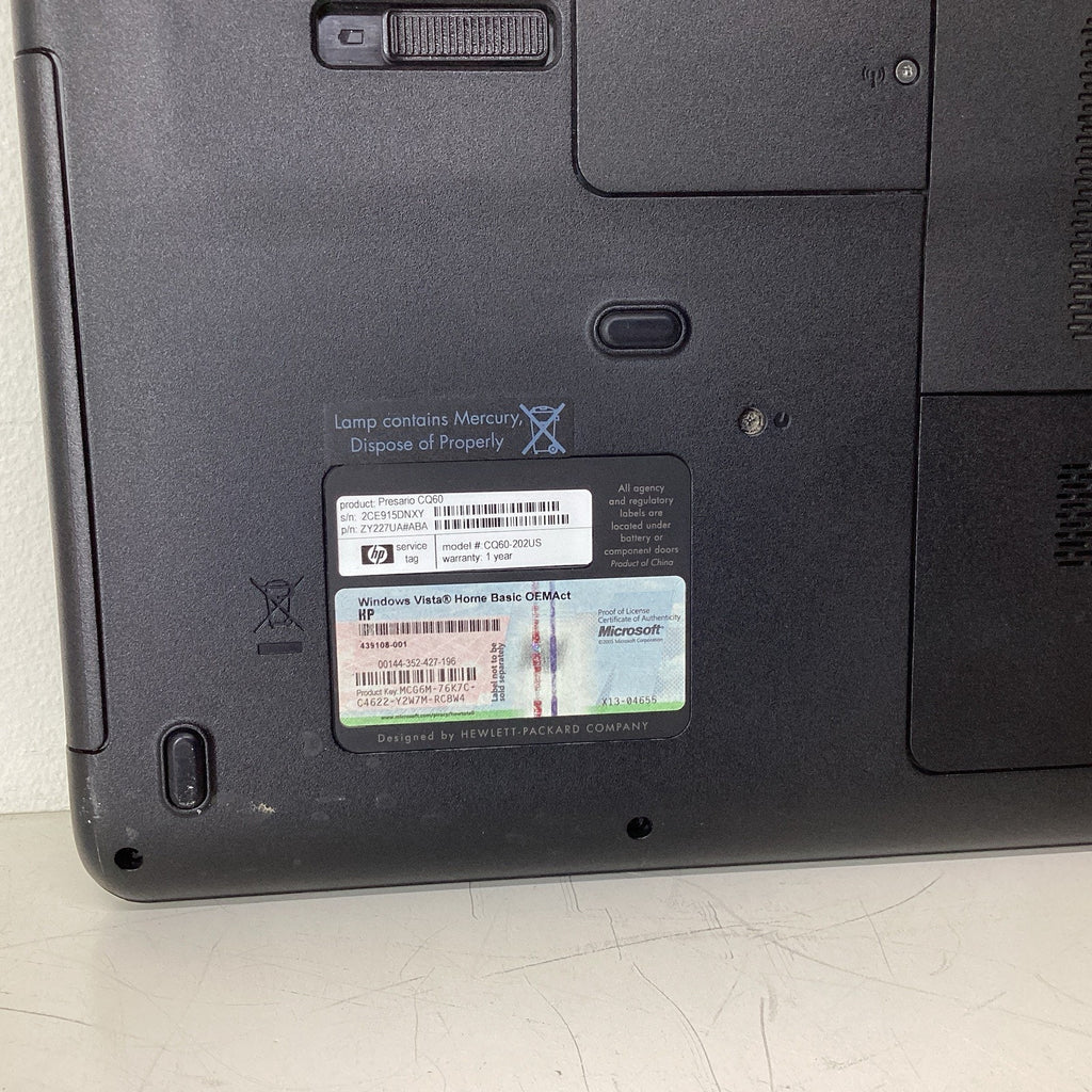 HP Compaq Presario CQ60-202US Laptop AMD Sempron 2GB RAM 160GB HDD - For Parts