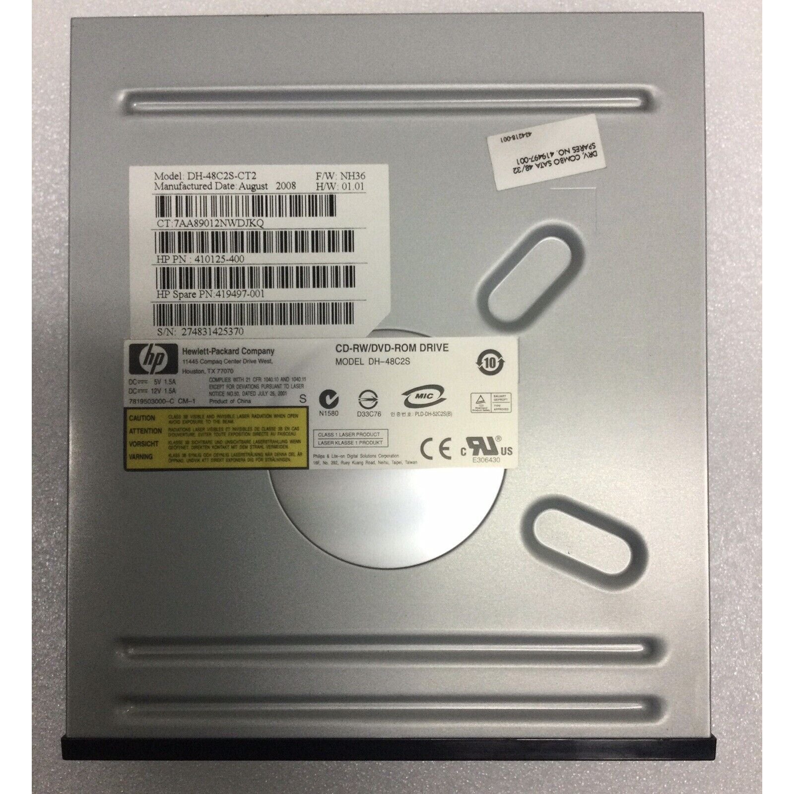 HP DH-48C2S-CT2 CD-RW/DVD-Rom Drive (HP PN: 410125-400) (HP Spare PN: 419497-001