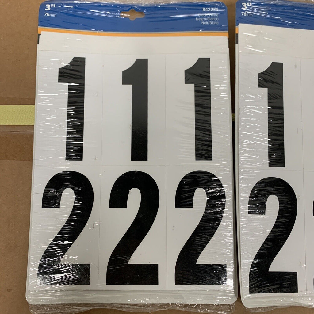 2-pack Hillman HILLMAN-842274 842274 3" Peel-Off Black & White Vinyl Numbers