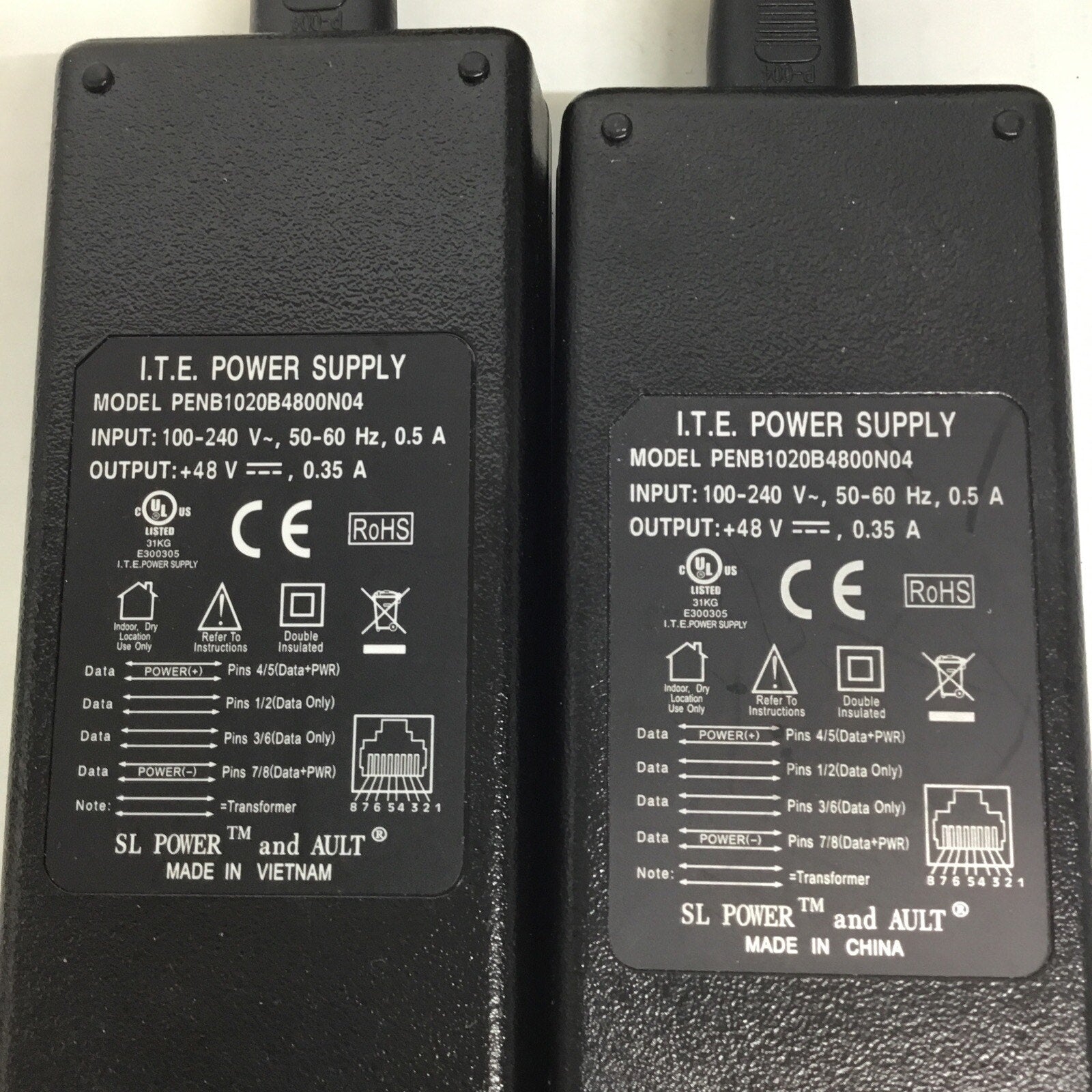 Lot of 2 ITE Power Supply PENB1020B4800N04 48V Ethernet PoE Injector
