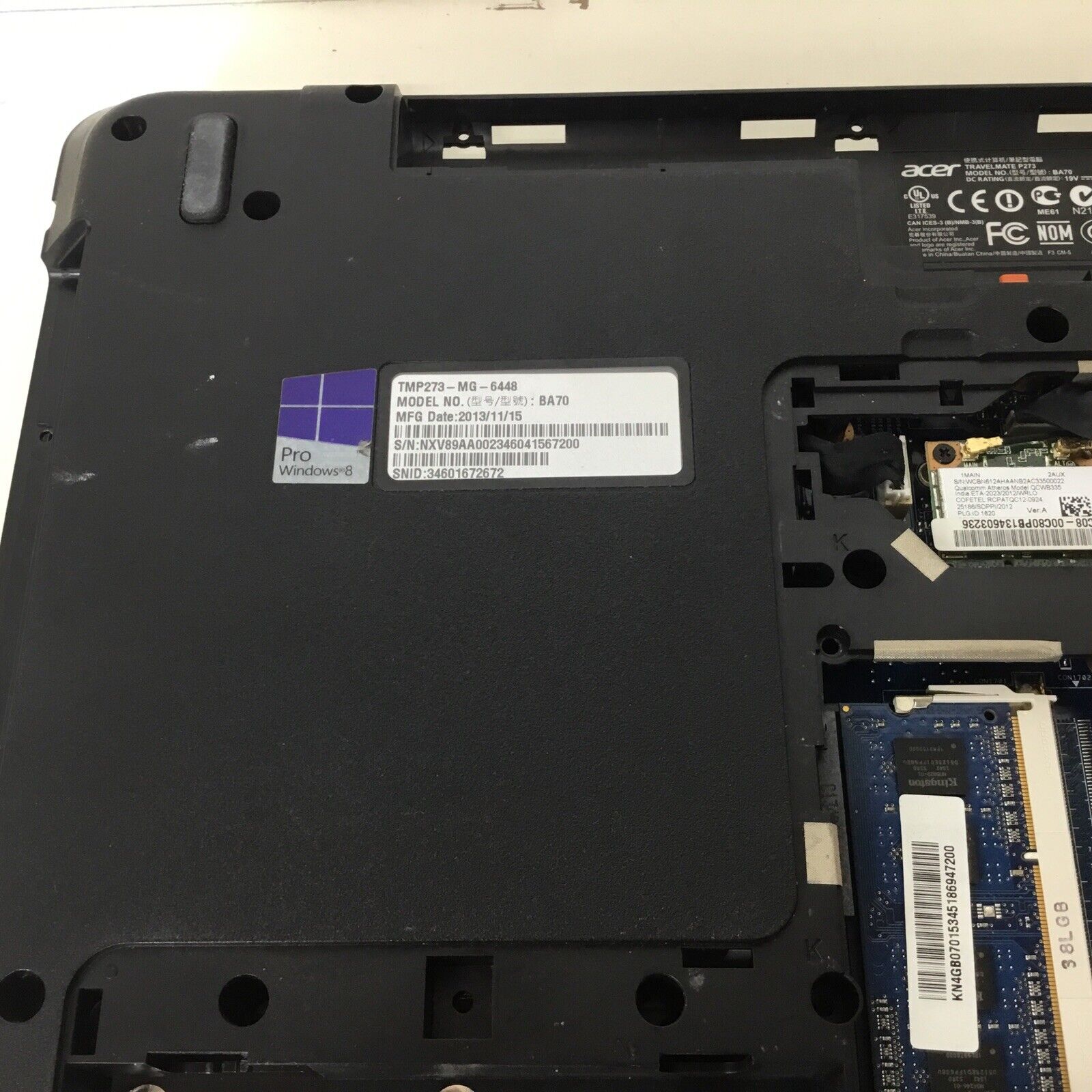 ACER TravelMate TMP273-MG-6448 Intel Core i5-3230M 8Gb DDR3 500GB HDD -For Parts