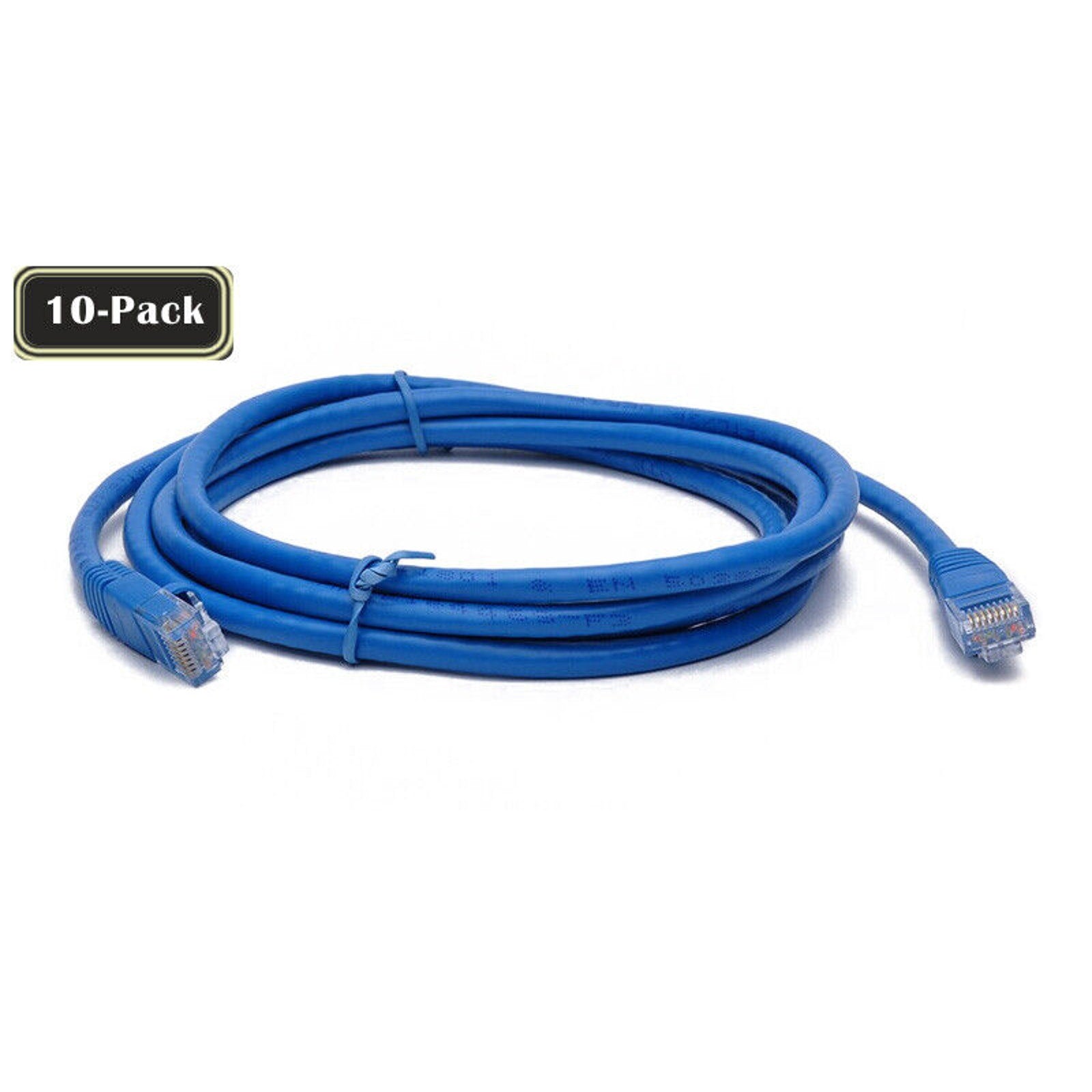10 Pack of 3ft CAT6a RJ45 Ethernet Network Patch Cable - Blue - 3 Feet