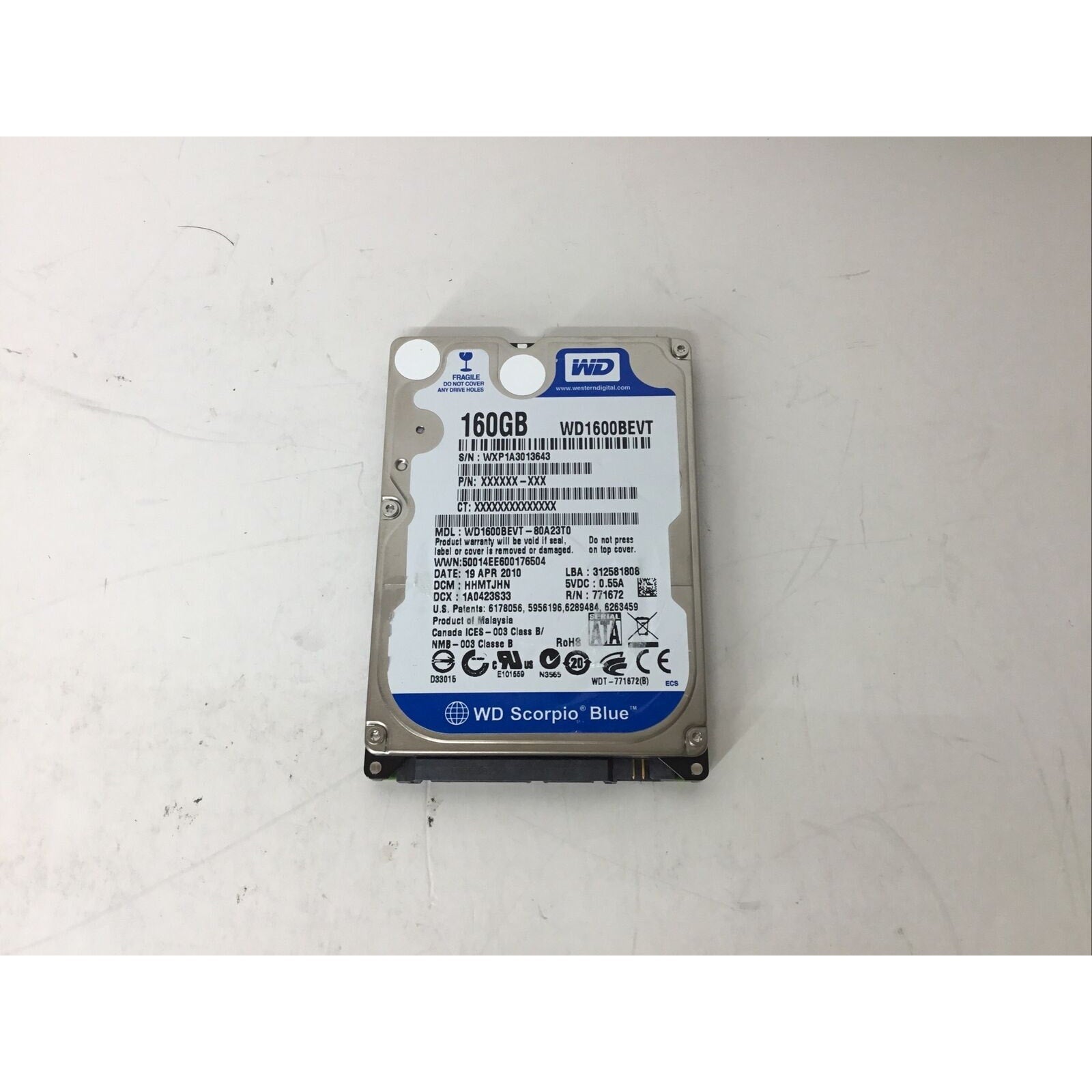 WD Scorpio Blue WD1600BEVT 160GB SATA 2.5" HDD Hard Drive